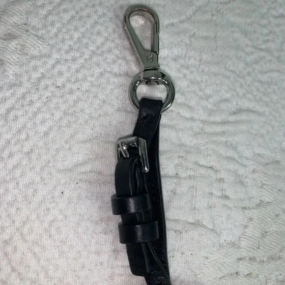 Michael Kors Silver And Black Leather Bag Charm, Preowned Clip - Picture 4 of 5